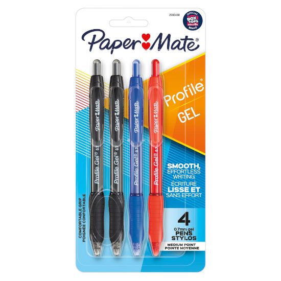 Picture of Paper Mate Gel Pen, Profile Retractable Pen, 0.7mm, Assorted, 4 Count