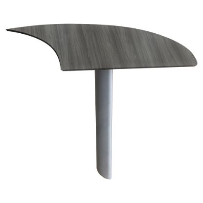 Picture of Mayline Medina - Curved Desk Extension - 1in Work Surface, 28in x 47in x 29.5in - Beveled Edge - Material: Steel, Polyvinyl Chloride (PVC) Edge - Finish: Gray, Laminate, Silver Base