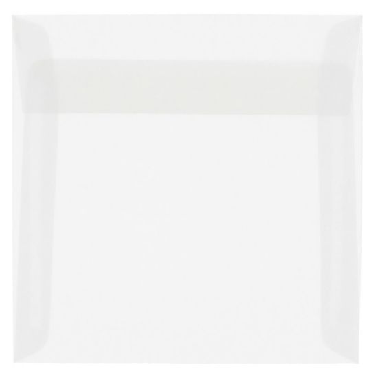 Picture of JAM Paper Translucent Vellum Invitation Envelopes, 7in x 7in, Gummed Seal, Clear, Pack Of 25