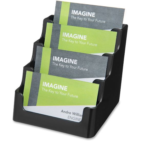 Picture of Deflecto 4-Tier Business Card Holder, 3.5in x 3.9in x 4.1in, Black