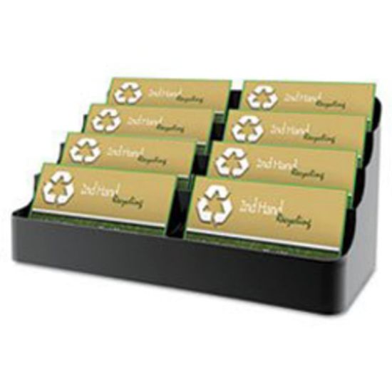 Picture of Deflecto 8-Compartment Business Card Holder, 3 7/8inH x 7 7/8inW x 3 5/8inD, Black