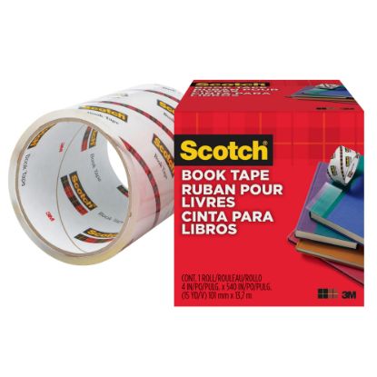 Picture of Scotch Book Tape - 15 yd Length x 4in Width - 3in Core - Acrylic - Crack Resistant - For Repairing, Reinforcing, Protecting, Covering - 1 / Roll - Clear