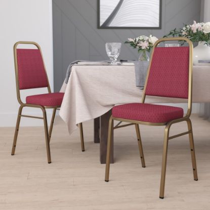 Picture of Flash Furniture HERCULES Series Trapezoidal Back Stacking Banquet Chairs, Burgundy/Gold, Pack Of 4 Chairs