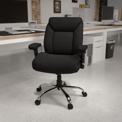 Picture of Flash Furniture HERCULES Series Big & Tall 400 lb. Rated Swivel Ergonomic Task Office Chair with Deep Tufted Seating and Adjustable Arms, Black/Chrome