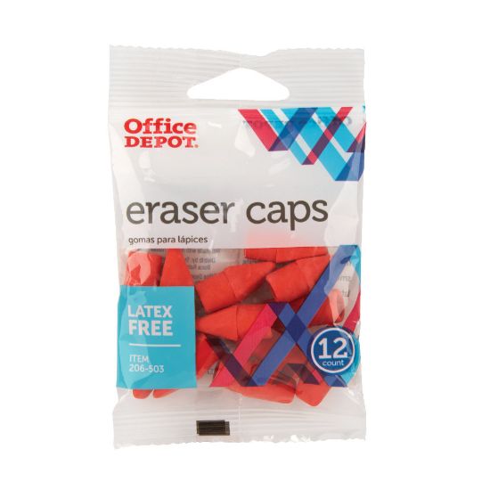 Picture of Office Depot Brand Eraser Caps, Red, Pack Of 12 Eraser Caps