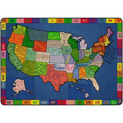 Picture of Flagship Carpets My America Doodle Map Rug, 6ftH x 8ft4inW