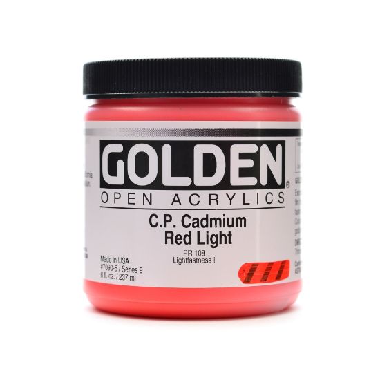 Picture of Golden OPEN Acrylic Paint, 8 Oz Jar, Cadmium Red Light (CP)