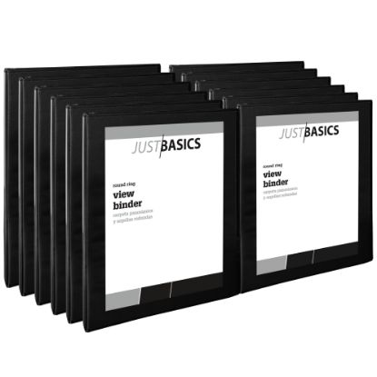 Picture of Just Basics View 3-Ring Binder, 1/2in Round Rings, Black, Pack Of 12