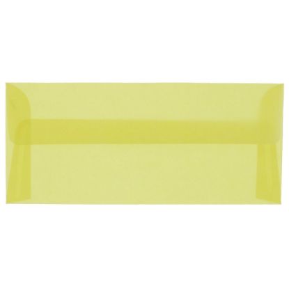 Picture of JAM Paper #10 Business Booklet Envelopes, Translucent, Gummed Closure, Primary Yellow, Pack Of 25