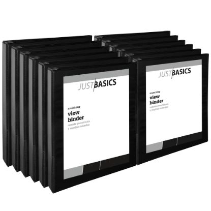 Picture of Just Basics View 3-Ring Binder, 1in Round Rings, Black, Pack Of 12