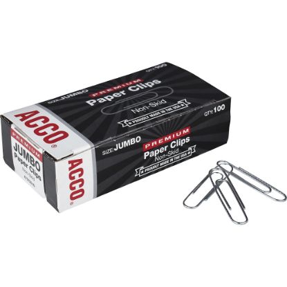 Picture of ACCO Paper Clips, 1000 Total, Jumbo, Silver, 100 Per Box, Pack Of 10 Boxes