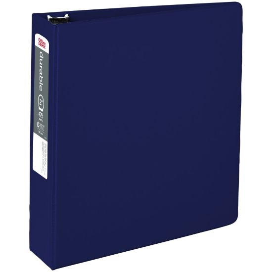 Picture of Office Depot Brand Nonstick 3-Ring Binder, 2in Round Rings, Blue