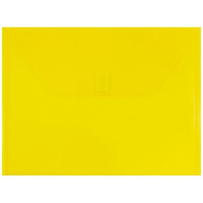 Picture of JAM Paper Plastic 9 3/4in x 13in Envelopes With Hook and Loop Closure, Yellow, Pack Of 12