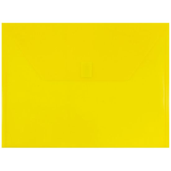 Picture of JAM Paper Plastic 9 3/4in x 13in Envelopes With Hook and Loop Closure, Yellow, Pack Of 12