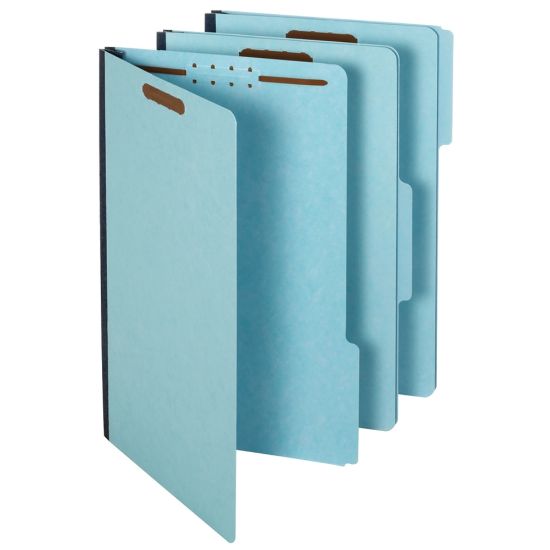 Picture of Pendaflex Pressboard Folders With Fasteners, 1/3 Cut, Legal Size, 30% Recycled, Blue, Pack Of 25