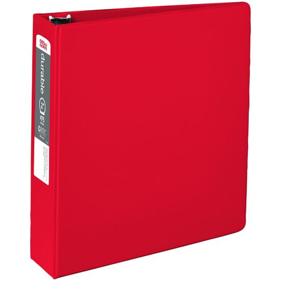 Picture of Office Depot Brand Nonstick 3-Ring Binder, 2in Round Rings, Red