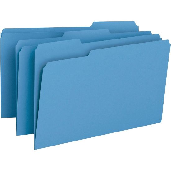 Picture of Smead Color File Folders, Legal Size, 1/3 Cut, Blue, Box Of 100