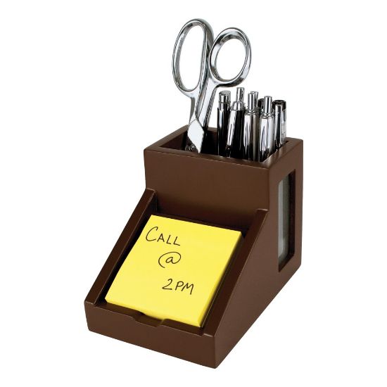 Picture of Victor Mocha Brown Collection Pencil Cup With Note Holder, 4inH x 4 1/2inW x 6 3/10inD, Brown