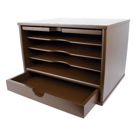 Picture of Victor Desktop Organizer, 9 3/4inH x 14inW x 10 3/4inD, Mocha Brown