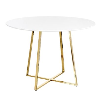 Picture of LumiSource Cosmo Dining Table, 30-1/4inH x 43-1/2inW x 43-1/2inD, Gold/White