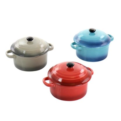 Picture of Crock-Pot Pembury 3-Piece Stoneware Casserole Dish Set, 9.6 Oz, Assorted Colors