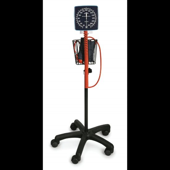 Picture of Medline Latex-Free Mobile Aneroid Blood Pressure Monitor, Adult, Black/Orange