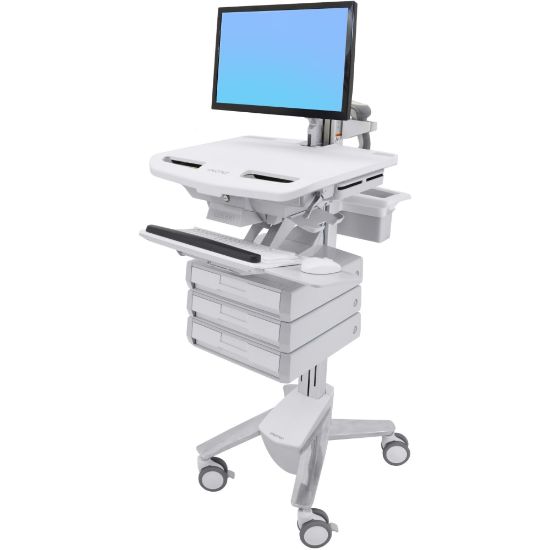 Picture of Ergotron StyleView Cart with LCD Arm, 3 Drawers (1x3) - Up to 24in Screen Support - 37.04 lb Load Capacity - Floor - Plastic, Aluminum, Zinc-plated Steel