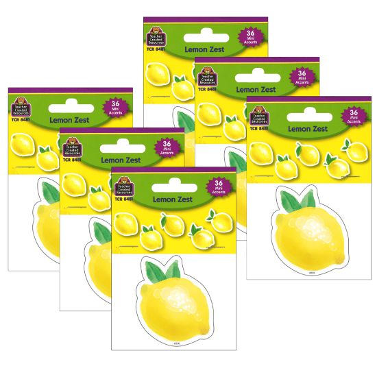 Picture of Teacher Created Resources Mini Accents, Lemon Zest, 36 Pieces Per Pack, Set Of 6 Packs