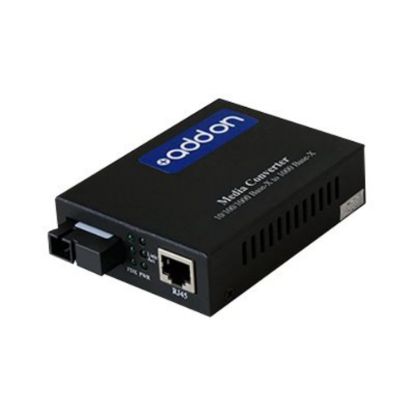 Picture of AddOn 1Gbs 1 RJ-45 to 1 SC Media Converter - Fiber media converter - GigE - 10Base-T, 1000Base-TX, 100Base-TX, 1000Base-BX-D - RJ-45 / SC single-mode - up to 37.3 miles - 1550 (TX) / 1490 (RX) nm