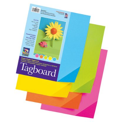 Picture of Pacon Colorwave Super Bright Tag Board, 9in x 12in, Assorted Colors, Pack Of 100