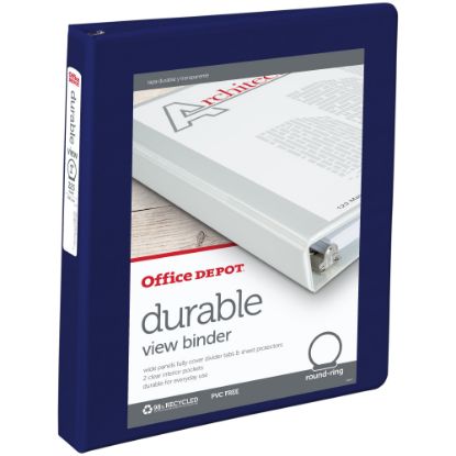 Picture of Office Depot Brand Durable View 3-Ring Binder, 1in Round Rings, Blue