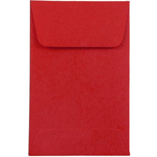 Picture of JAM Paper Coin Envelopes, #1, Gummed Seal, 30% Recycled, Red, Pack Of 25