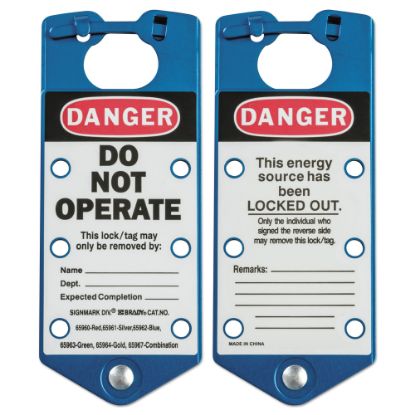 Picture of Labeled Lockout Hasps, 3 in W x 7 1/4 in L, Blue