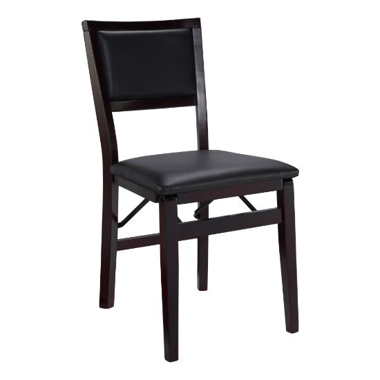 Picture of Linon Baker Faux Leather Folding Chairs, Dark Brown/Espresso, Set of 2