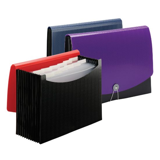 Picture of Smead Wave 12-Pocket Poly Expanding File, Letter Size, 8 1/2in x 11in, Purple/Black