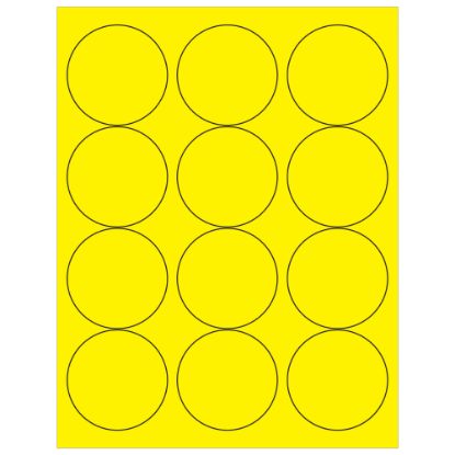 Picture of Tape Logic Labels, LL194YE, Circle, 2 1/2in, Fluorescent Yellow, Case Of 1,200