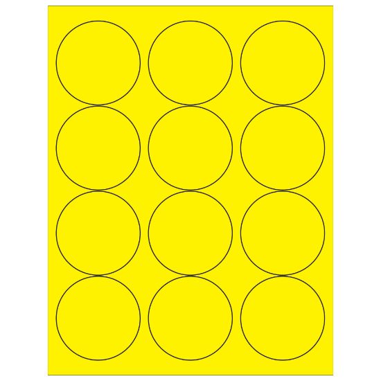 Picture of Tape Logic Labels, LL194YE, Circle, 2 1/2in, Fluorescent Yellow, Case Of 1,200