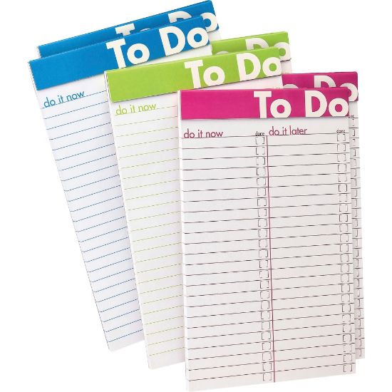 Picture of Ampad To Do List Notepad - 50 Sheets - 5in x 8in - White Paper - Assorted Cover - Micro Perforated - 6 / Pack