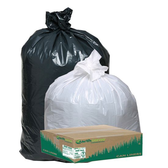 Picture of Webster EarthSense 1.25 mil Trash Bags, 33 gal, 33inH x 39inW, 75% Recycled, Black, 100 Bags