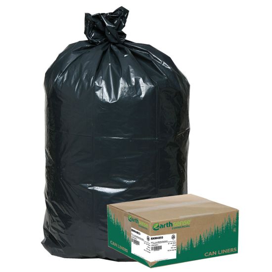 Picture of Webster EarthSense Star Bottom Commercial Can Liners, 1.25 mil, 40 To 45 Gallons, 75% Recycled, Black, Box Of 100 Liners