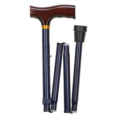 Picture of DMI Fancy Adjustable Derby-Top Folding Cane, 37in, Blue Ice