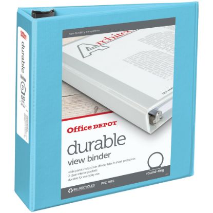 Picture of Office Depot Brand Durable View 3-Ring Binder, 3in Round Rings, Jeweler Blue