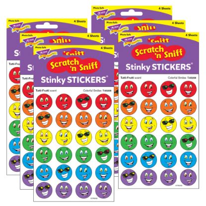 Picture of Trend Stinky Stickers, Colorful Smiles/Tutti-Frutti, 96 Stickers Per Pack, Set Of 6 Packs