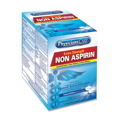 Picture of PhysiciansCare Non Aspirin Pain Reliever Medication, 2 Tablets Per Packet, Box Of 125 Packets