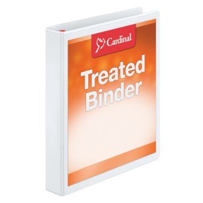 Picture of Cardinal Treated ClearVue Locking 3-Ring Binder, 1in D-Rings, 52% Recycled, White