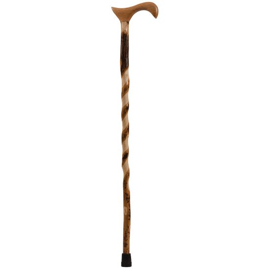 Picture of Brazos Walking Sticks Free Form Twisted Hickory Walking Cane With Derby Handle, 37in