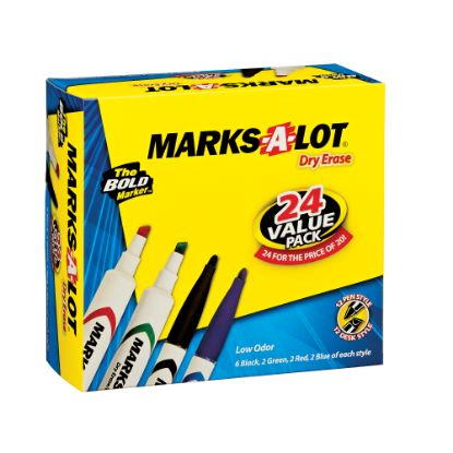 Picture of Avery Desk/Pen Style Dry Erase Marker Combo Pack - Chisel, Bullet Marker Point Style - Assorted Barrel - 24 / Box