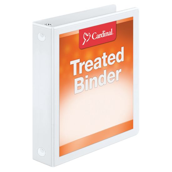 Picture of Cardinal Treated ClearVue Locking 3-Ring Binder, 1 1/2in Round Rings, 52% Recycled, White