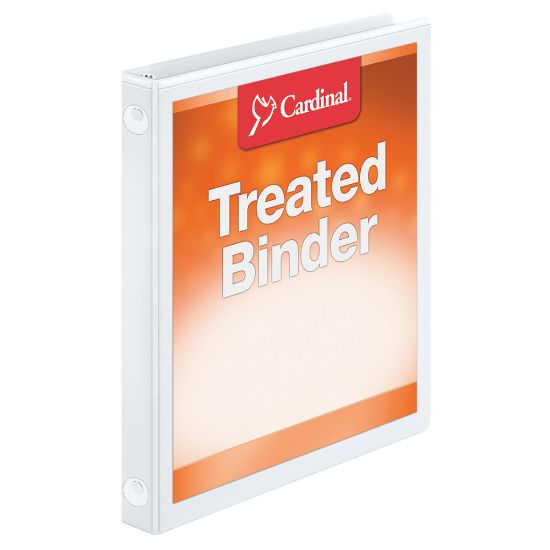 Picture of Cardinal Treated ClearVue Locking 3-Ring Binder, 5/8in Round Rings, 52% Recycled, White