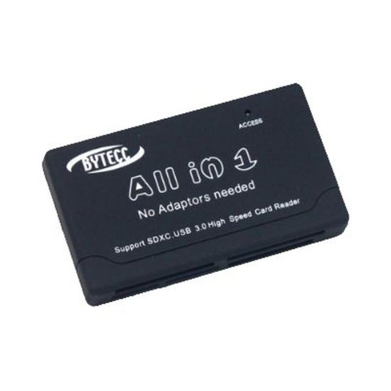 Picture of Bytecc U3CR-630 USB3.0 6-slots All-IN-1 Palm-sized Card Reader/Writer, Black - SDHC, SDXC, CompactFlash Type I, CompactFlash Type II, microSD, microSDHC, Memory Stick, Memory Stick PRO, Microdrive, MultiMediaCard (MMC), Memory Stick XC